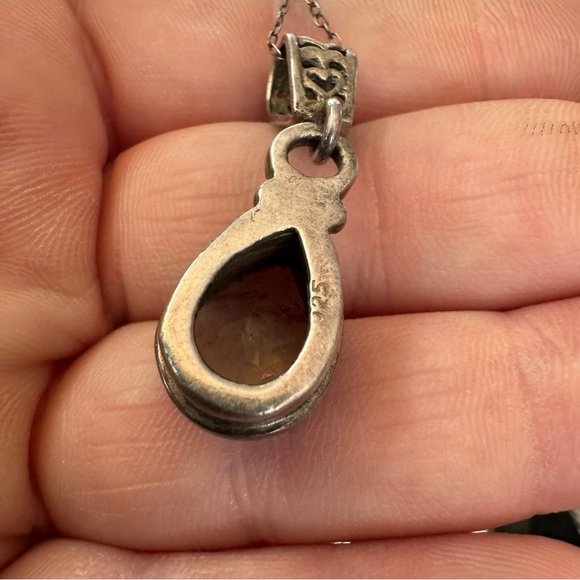 Vintage Sterling Silver Green Amethyst Necklace - Picture 3 of 4